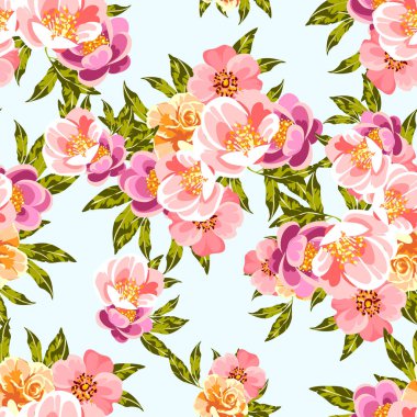 kesintisiz renkli çiçek desenli 