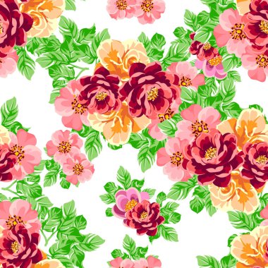 kesintisiz renkli çiçek desenli 