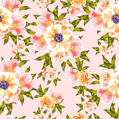 kesintisiz renkli çiçek desenli 