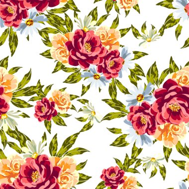 kesintisiz renkli çiçek desenli 