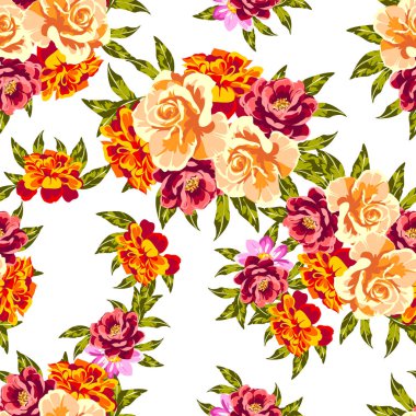 kesintisiz renkli çiçek desenli 