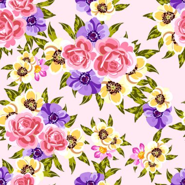 kesintisiz renkli çiçek desenli 