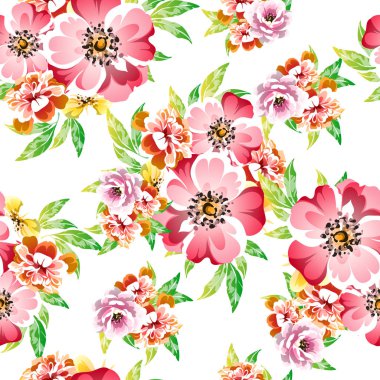 Renksiz çiçek desenli vektör çizimi 