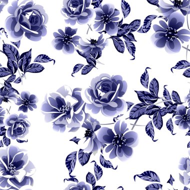 pürüzsüz mavi çiçek desenli vektör çizimi 
