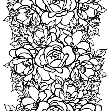 Siyah ve beyaz desensiz çiçek deseni 