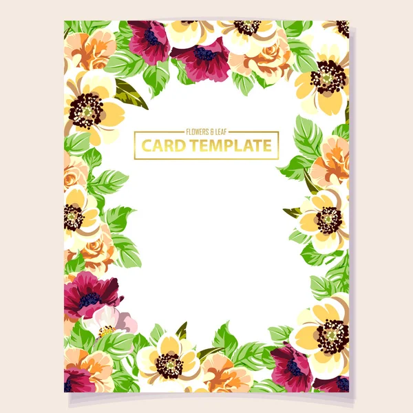 Floral Template Invitation Card Background Vector Illustration — Stock Vector