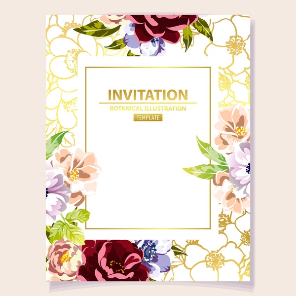 Modelo Floral Cartão Convite Fundo Ilustração Vetorial —  Vetores de Stock