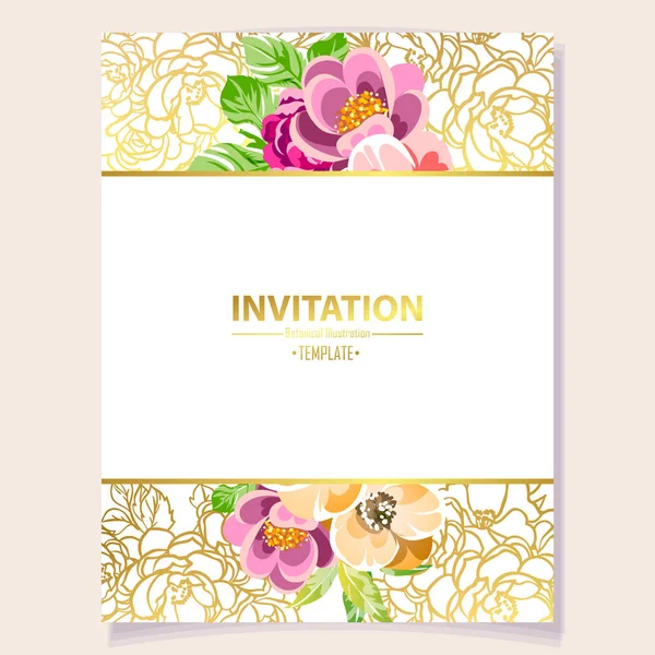 Plantilla Floral Tarjeta Invitación Fondo Ilustración Vectorial — Vector de stock