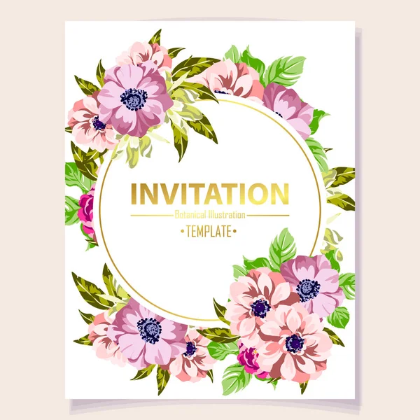 Plantilla Floral Tarjeta Invitación Fondo Ilustración Vectorial — Archivo Imágenes Vectoriales