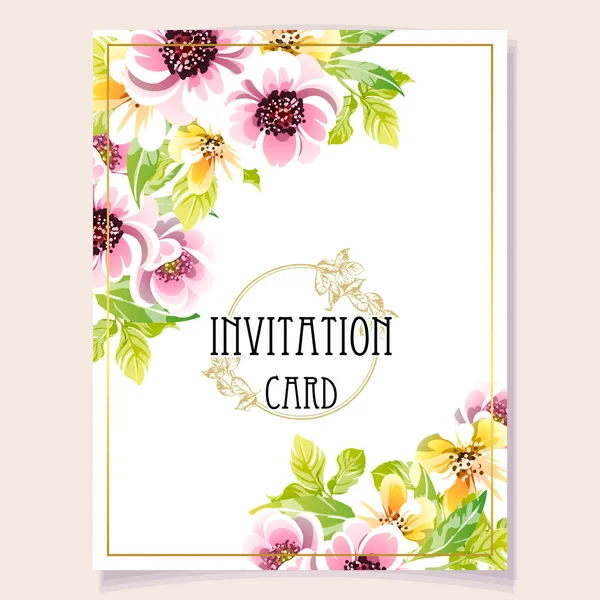 Floral Template Invitation Card Background Vector Illustration — Stock Vector