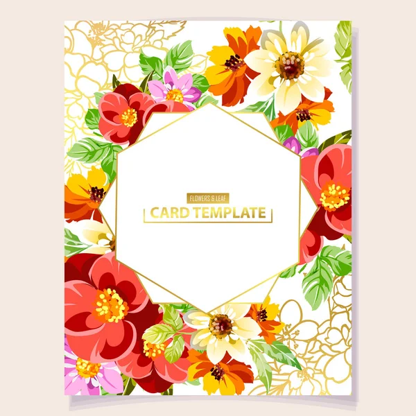 Florale Vorlage Einladungskarte Hintergrund Vektorillustration — Stockvektor