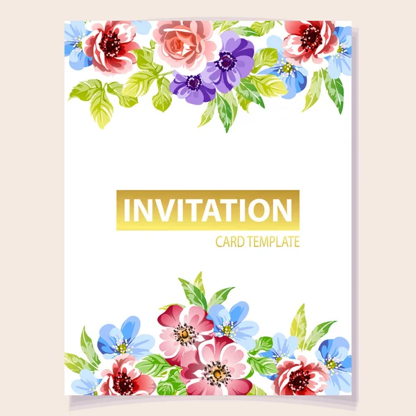 Bloemen Sjabloon Uitnodigingskaart Achtergrond Vector Illustratie — Stockvector