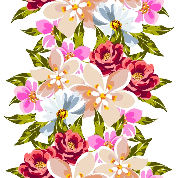 シームレスなカラフルな花柄 — ストックベクタ