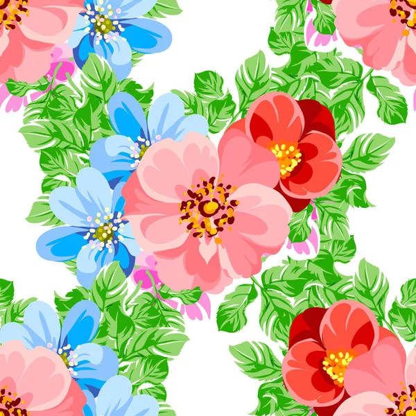 Seamless Colorful Floral Pattern — Stock Vector