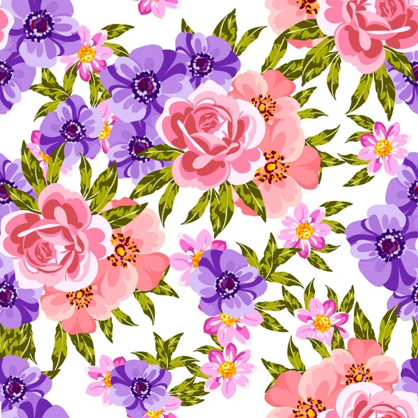 Patrón Floral Inconsútil Colorido — Archivo Imágenes Vectoriales