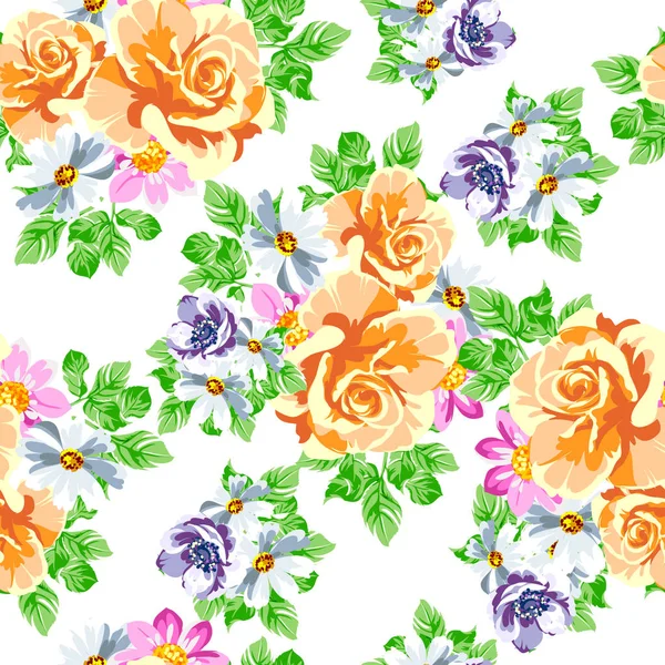 Seamless Colorful Floral Pattern — Stock Vector