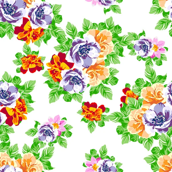 Seamless Colorful Floral Pattern — Stock Vector