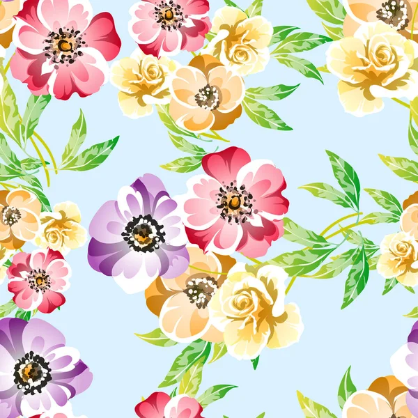 Bunte Nahtlose Blumenmuster Vektor Illustration — Stockvektor
