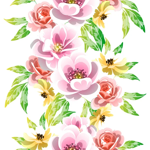 Bunte Nahtlose Blumenmuster Vektor Illustration — Stockvektor