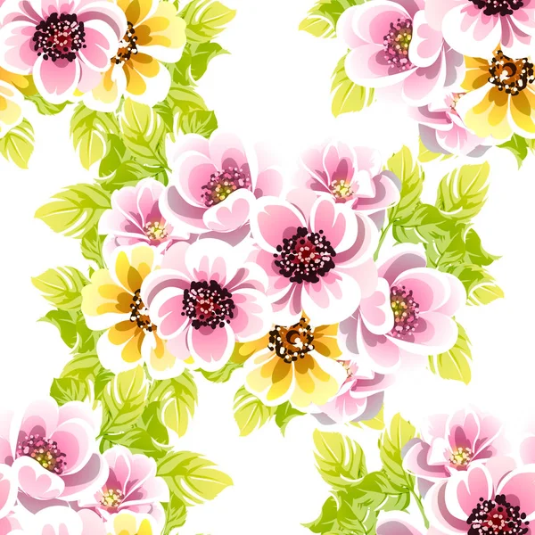 Colorful Seamless Flower Pattern Vector Illustration — Stock Vector