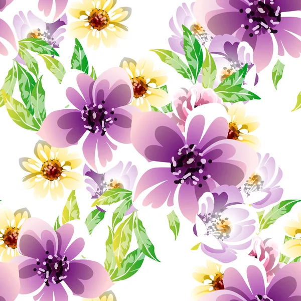 Colorful Seamless Flower Pattern Vector Illustration — Stock Vector
