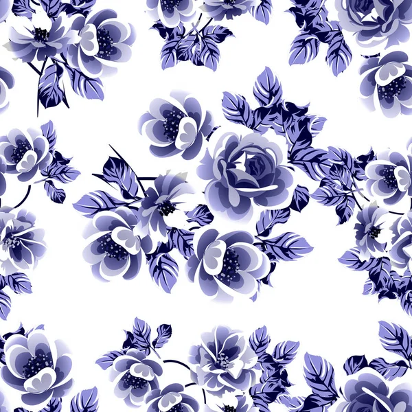 Pürüzsüz Mavi Çiçek Desenli Vektör Çizimi — Stok Vektör