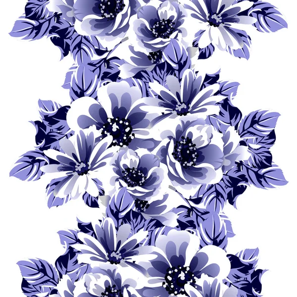 Sin Costura Flor Azul Patrón Vector Ilustración — Vector de stock