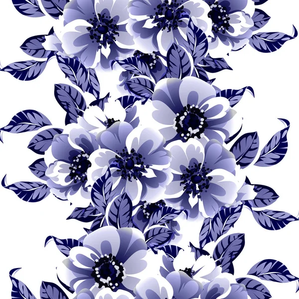 Απρόσκοπτη Μπλε Μοτίβο Λουλούδι Διανυσματική Απεικόνιση — Διανυσματικό Αρχείο