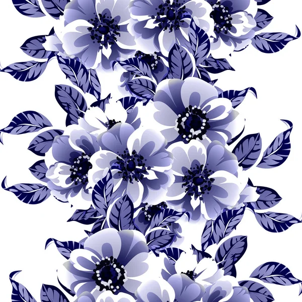 Nahtlose Blaue Blume Muster Vektor Illustration — Stockvektor