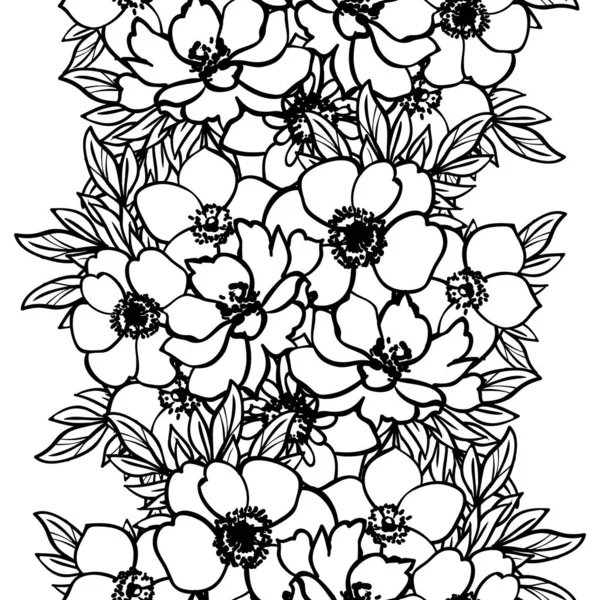 Black White Seamless Flower Pattern — Stock Vector