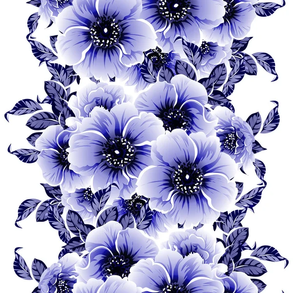 Niebieski Bezszwowy Wzór Kwiatami — Wektor stockowy