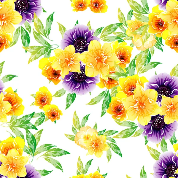 Patrón Inconsútil Colorido Con Flores — Archivo Imágenes Vectoriales