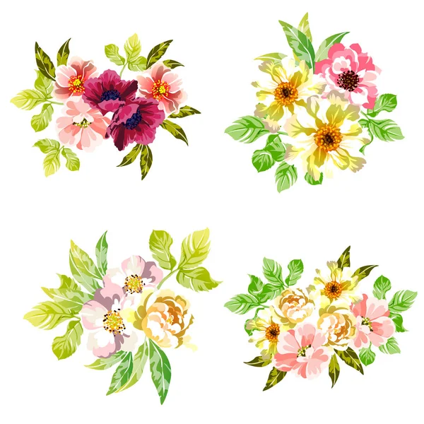 Nanılmaz Çiçekler Çiçek Açan Vektör Çizimi — Stok Vektör