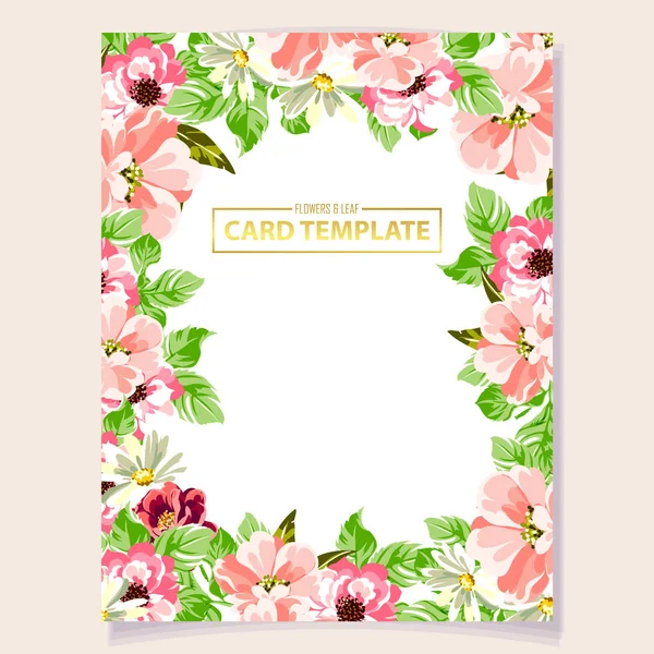 Amazing Flowers Blossom Card Template Vector Illustration — Stock Vector