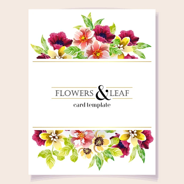 Καταπληκτική Λουλούδια Λουλούδι Κάρτα Πρότυπο Διάνυσμα Εικονογράφηση — Διανυσματικό Αρχείο