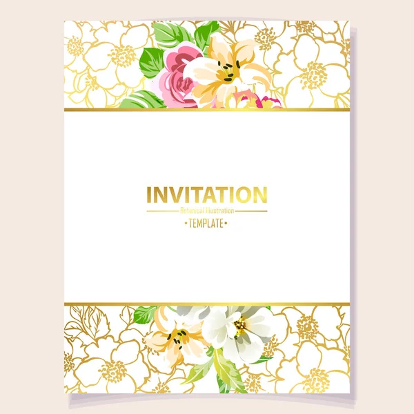 Amazing Flowers Blossom Invitation Vector Illustration — Stock Vector