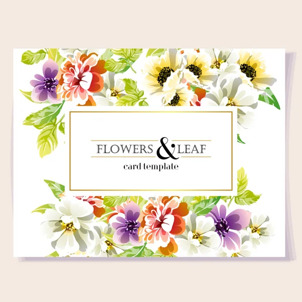 Erstaunliche Blumen Blühen Karte Vorlage Vektor Illustration — Stockvektor