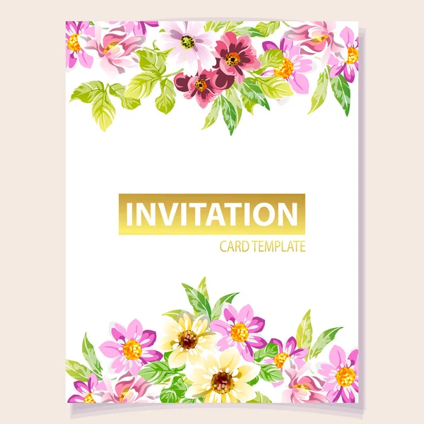 Amazing Flowers Blossom Invitation Vector Illustration — Stock Vector