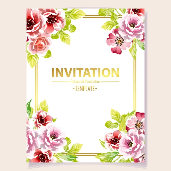 Incrível Flores Flor Convite Vetor Ilustração —  Vetores de Stock