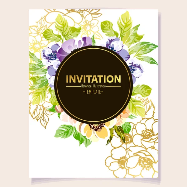 Increíbles Flores Flor Invitación Vector Ilustración — Vector de stock