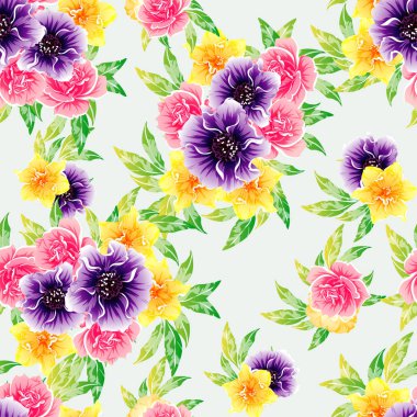 İnanılmaz çiçekler çiçek açan vektör çizimi