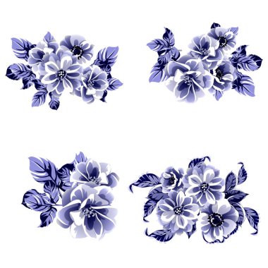 Şaşırtıcı çiçekler çiçek sancak şablonu, basitçe vektör illüstrasyonu