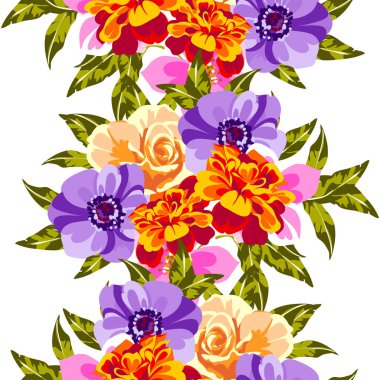 Şaşırtıcı çiçekler çiçek sancak şablonu, basitçe vektör illüstrasyonu