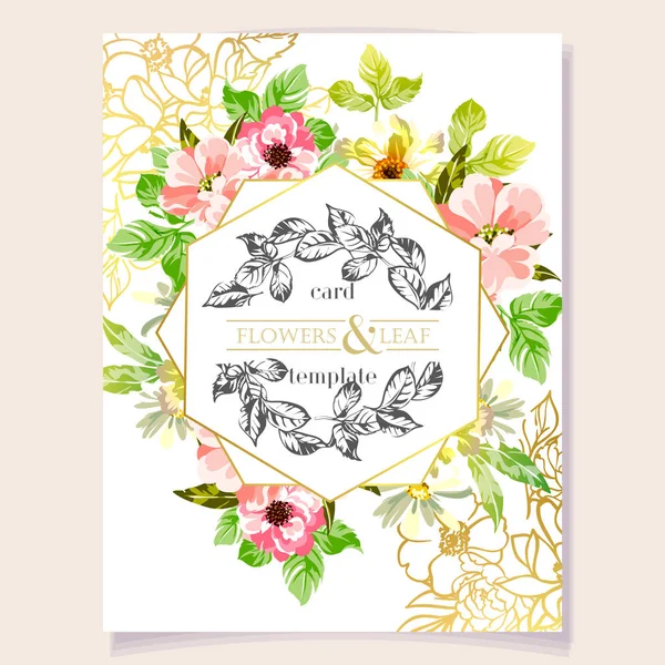Amazing Flowers Blossom Card Template Simply Vector Illustration — Stock Vector
