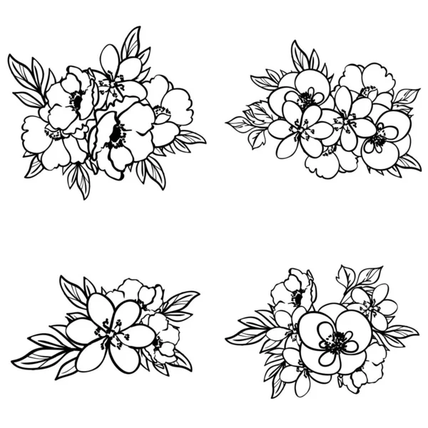 Modèle Carte Fleur Fleurs Étonnantes Illustration Vectorielle Simple — Image vectorielle
