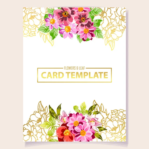 Amazing Flowers Blossom Card Template Simply Vector Illustration — 스톡 벡터
