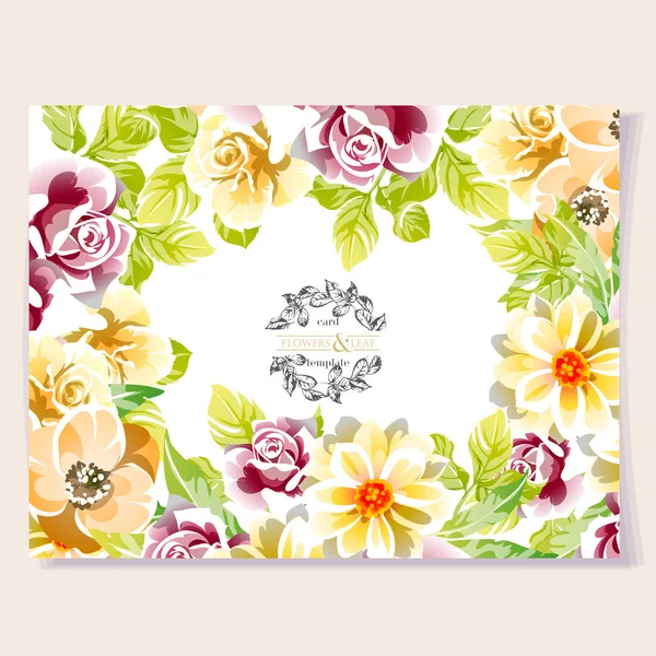 Modelo Cartão Flor Flores Incríveis Simplesmente Ilustração Vetorial —  Vetores de Stock