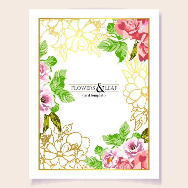 Amazing flowers blossom card template, simply vector illustration