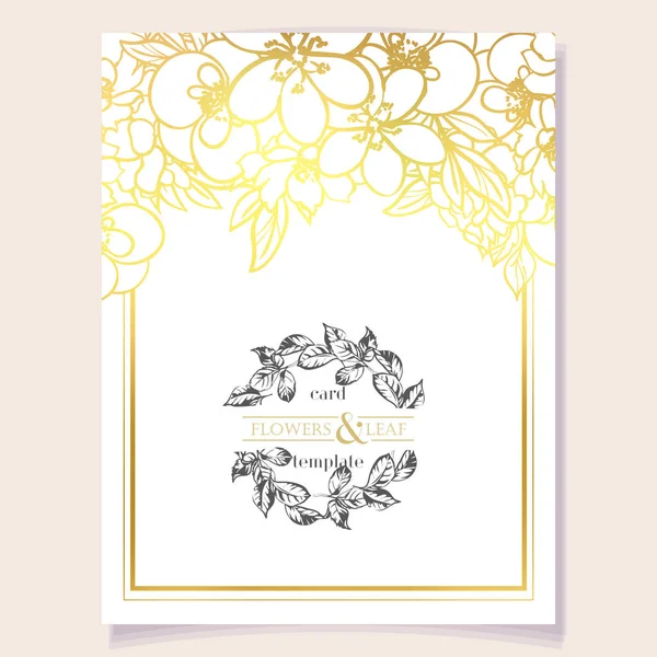 Amazing Flowers Blossom Card Template Simply Vector Illustration — 스톡 벡터