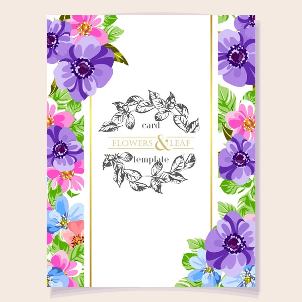 Modelo Cartão Flor Flores Incríveis Simplesmente Ilustração Vetorial — Vetor de Stock